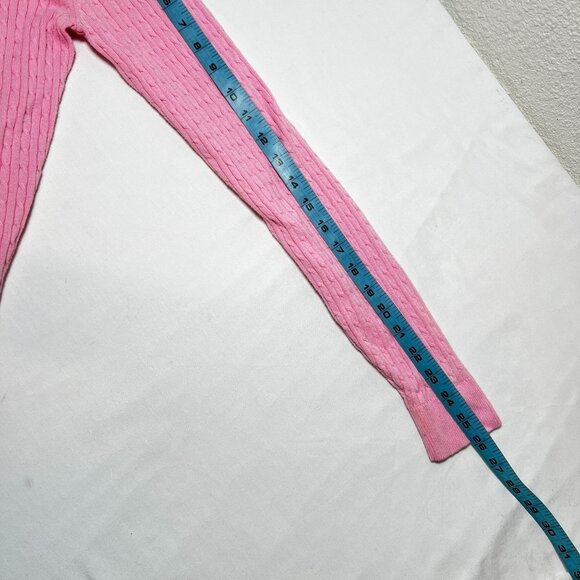 Vintage Lilly Pulitzer Cable Knit Sweater Pink V-Neck Pullover Preppy Small VTG - Picture 5 of 8